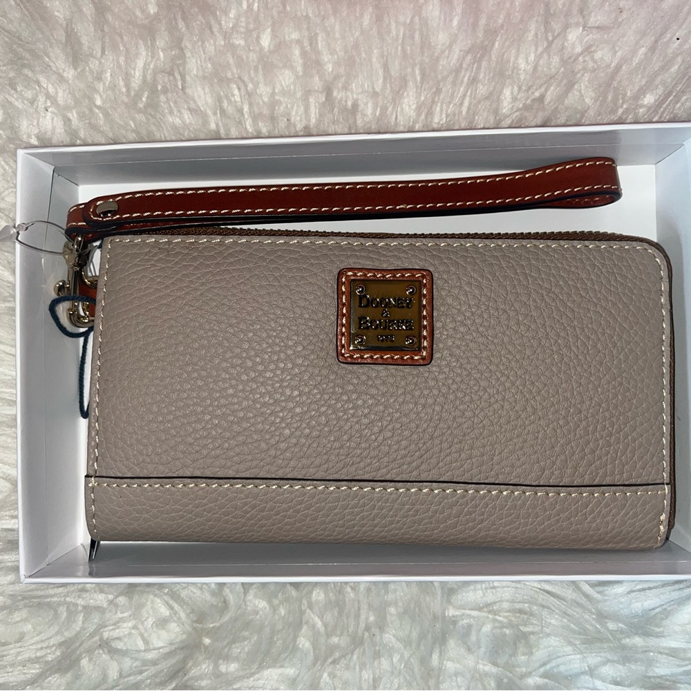 Dooney & Bourke Beige and Brown Zip Wallet